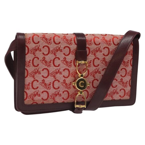 CELINE C Sulky Shoulder Bag Red Gold Auth bs23084 - Picture 1 of 16